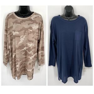 Jenni NWT Womens 2 Pack Bundle Tiedye Sleep Shirts M Toffee Candy Camo Navy Sail